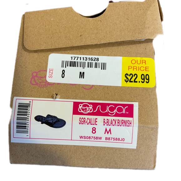 Black strap he flat sandals by sugar, brand new in box - Picture 4 of 4